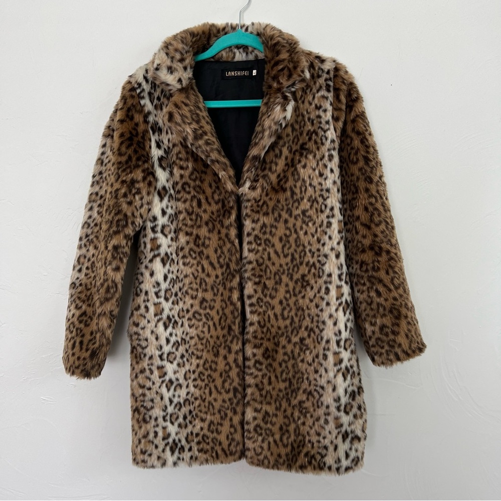 Faux Fur Leopard Print Coat